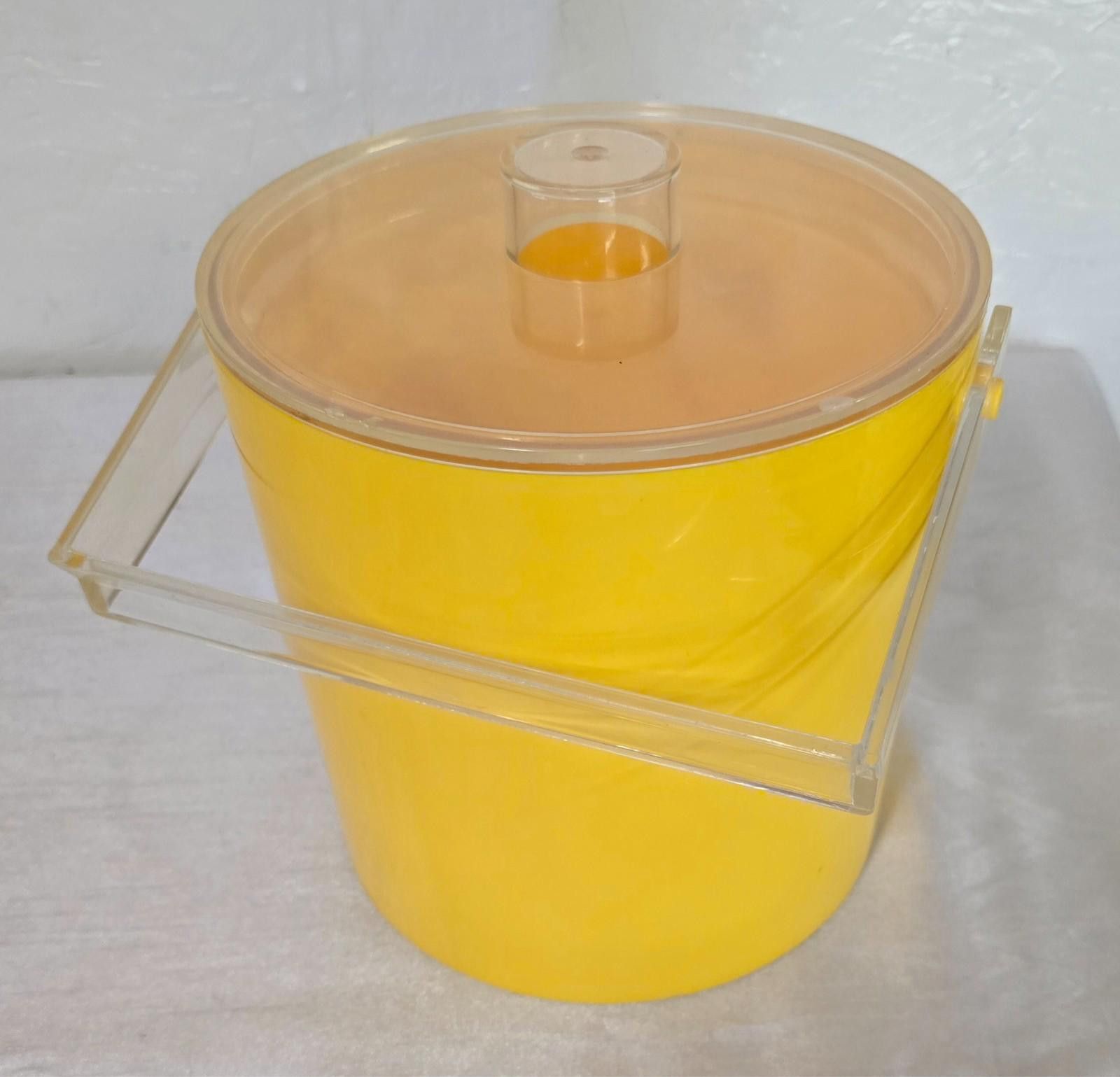 Designer VTG MCM 70s Yellow Bucket Brigade Ice Bucket w/ Lid Retro Size ONE SIZE - 3 Thumbnail