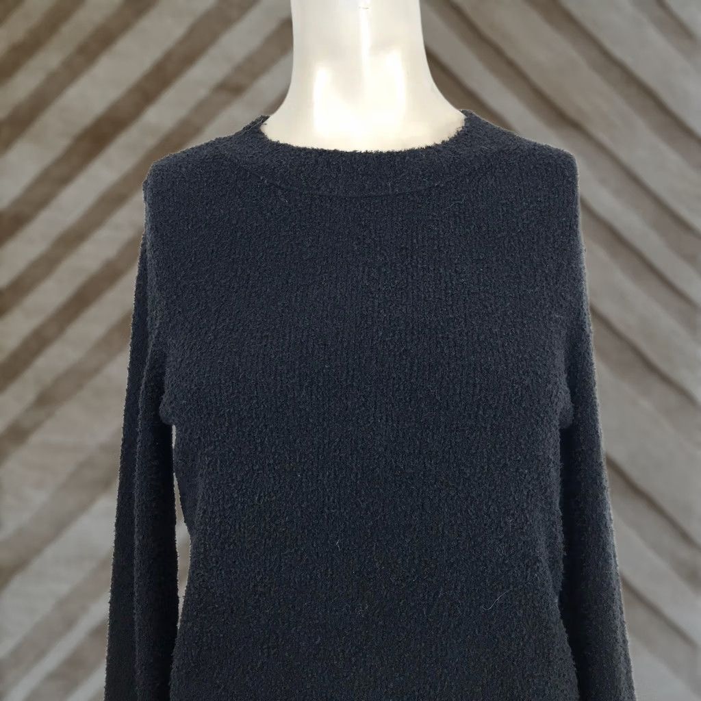 Vince Vince Black Boucle Cotton Blend Crew Neck Sweater XS Women Quiet Luxury Classic Size XS / US 0-2 / IT 36-38 - 1 Thumbnail