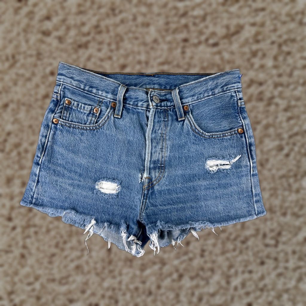 Levi's Levi's Shorts Womens 25 Blue Denim Cut-Off 501 Button Fly 25x2 Vintage No 25 Mid Rise Casual Beach Summer Womens Denim Short Jeans Size 42" / US 20 - 1 Thumbnail