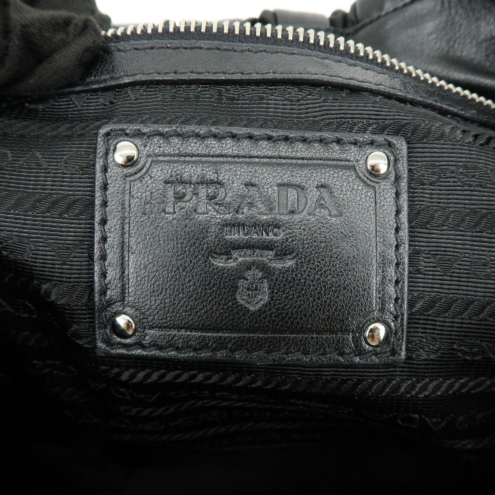 Prada Prada Logo Leather & Nylon Shoulder Bag Black Size ONE SIZE - 8 Thumbnail