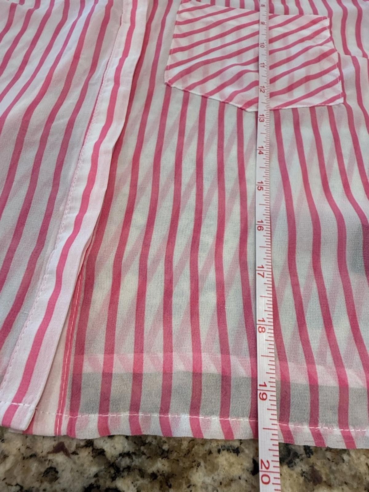 Other Timing crop top pink white stripe sheer short sleeve SZ M Size M / US 6-8 / IT 42-44 - 11 Thumbnail