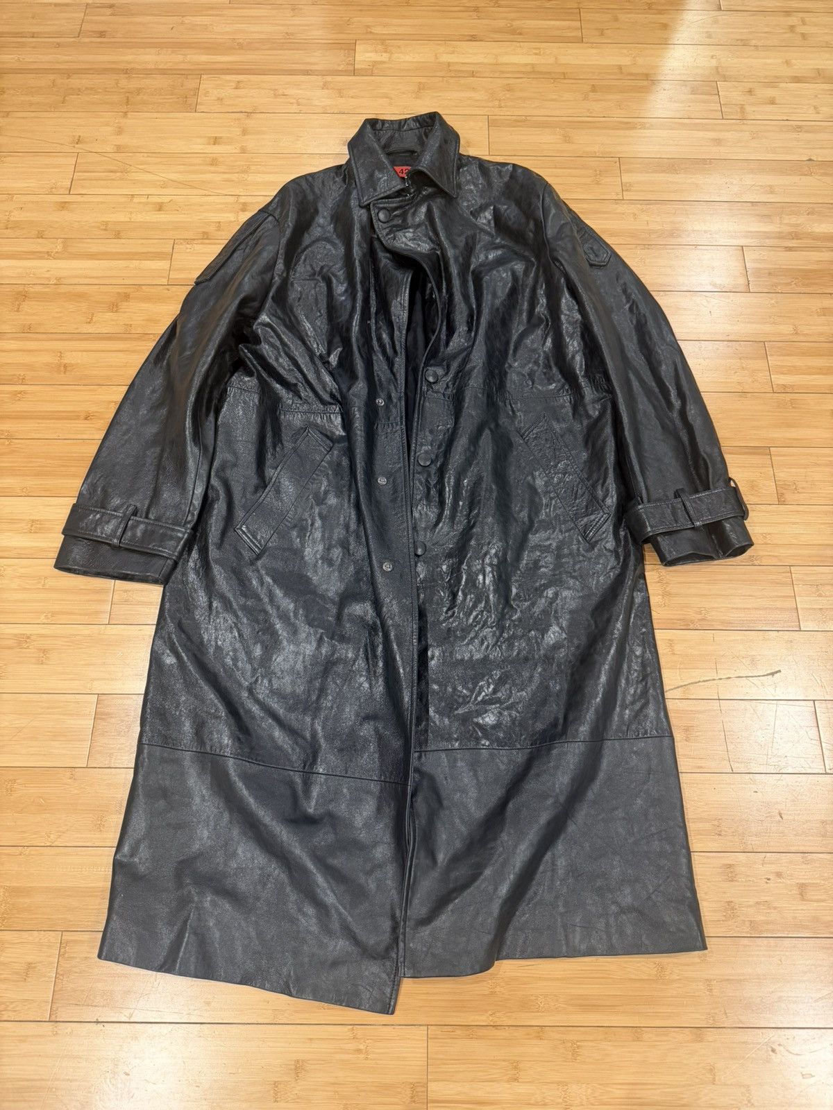 424 424 Paper Leather Trench Coat Size US L / EU 52-54 / 3 - 1 Thumbnail