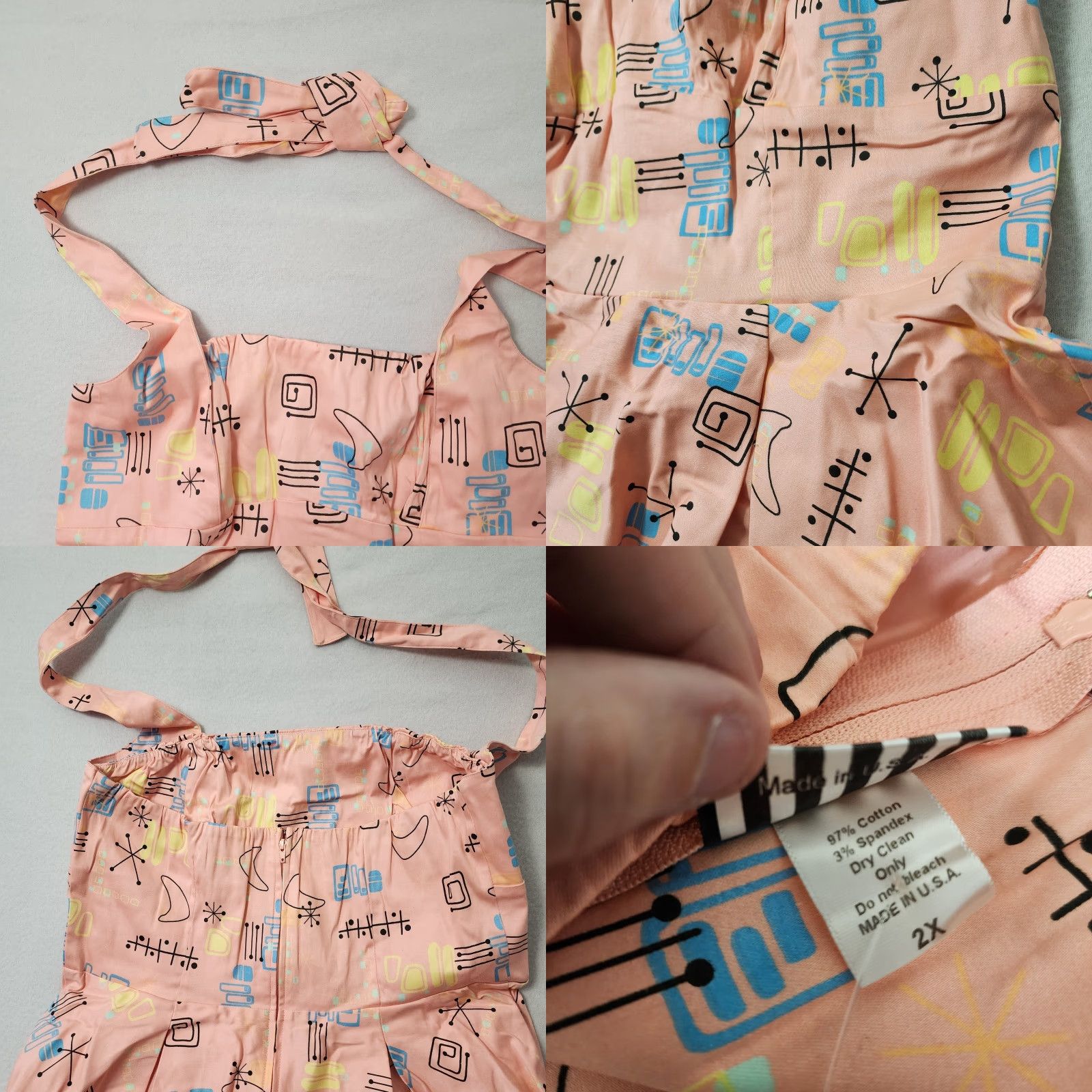 Atomic Pinup Couture Atomic Dress Fit & Flare 50s Retro Halter Rockabilly Vanity 2XL Pink Womens Dress Knee Length Size XXL / US 16-18 / IT 52-54 - 8 Thumbnail