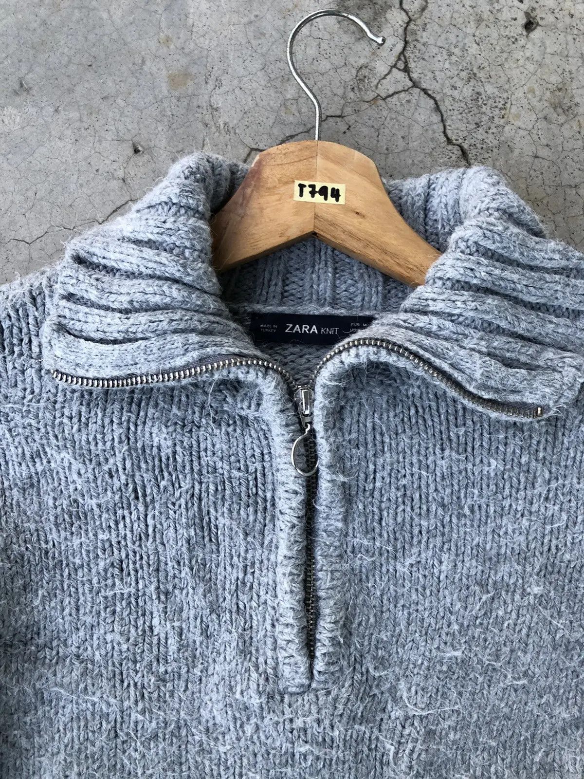 Aran Isles Knitwear × Designer ZARA Half Zip Jumper Grey Sweater Fleece Size US XL / EU 56 / 4 - 6 Thumbnail