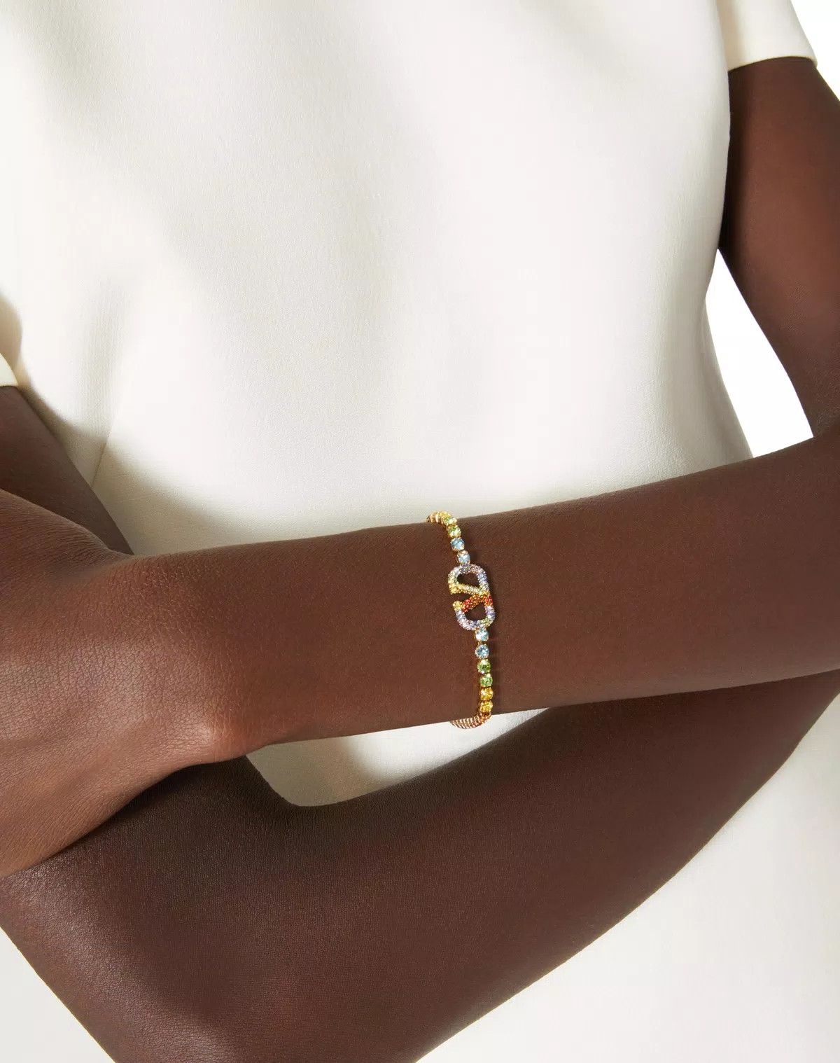 Valentino o1s1wg110426 Size: M / Rainbow Metal And Crystal Bracelet Size ONE SIZE - 5 Thumbnail