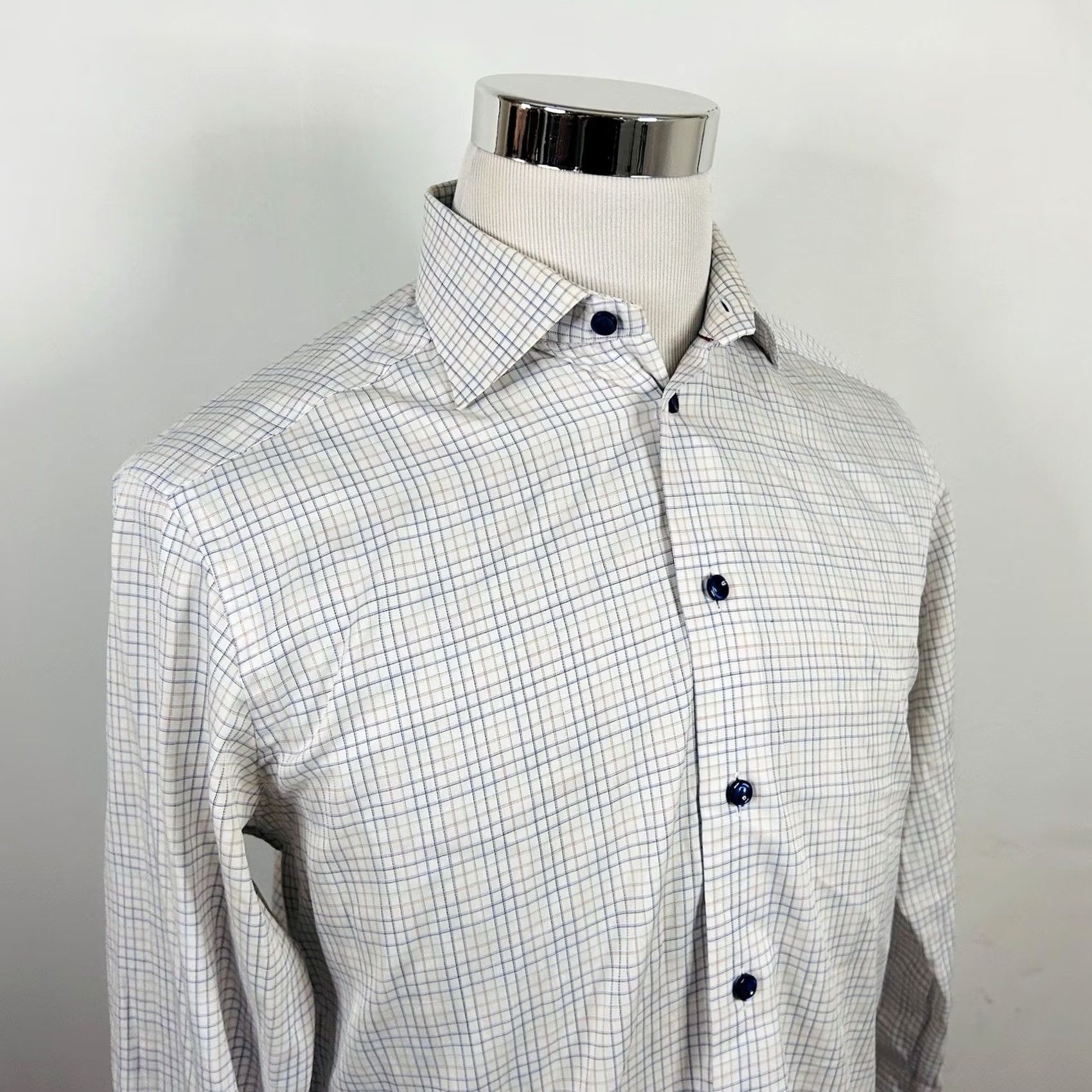 Eton Etón Contemporary 15.5 32 Dress Shirt Rainbow Plaid Cotton Mens Regular Collared Button Spread 100% Cotton Size 42R - 2 Thumbnail