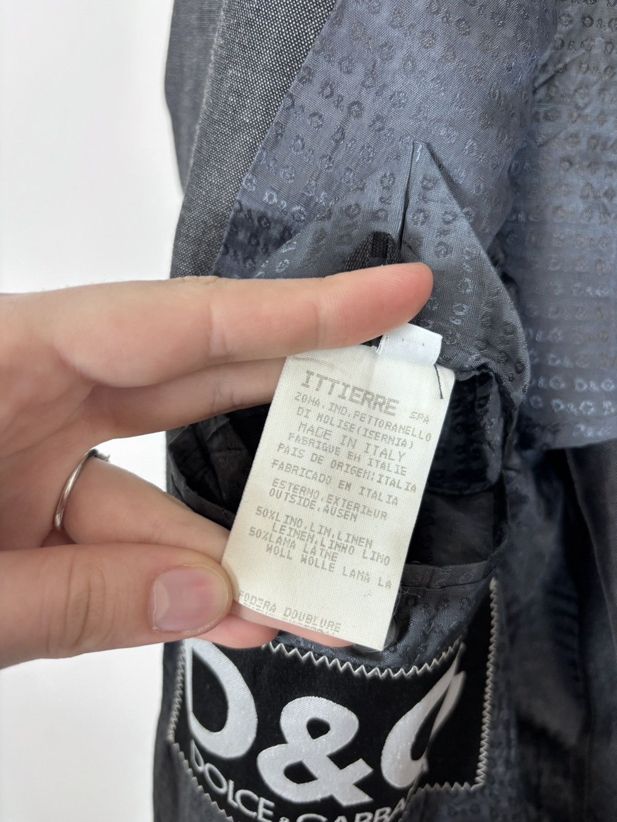 Dolce & Gabbana Dolce & Gabbana Men’s Vintage Grey Linen Wool Blazer Jacket Size 44R - 19 Thumbnail