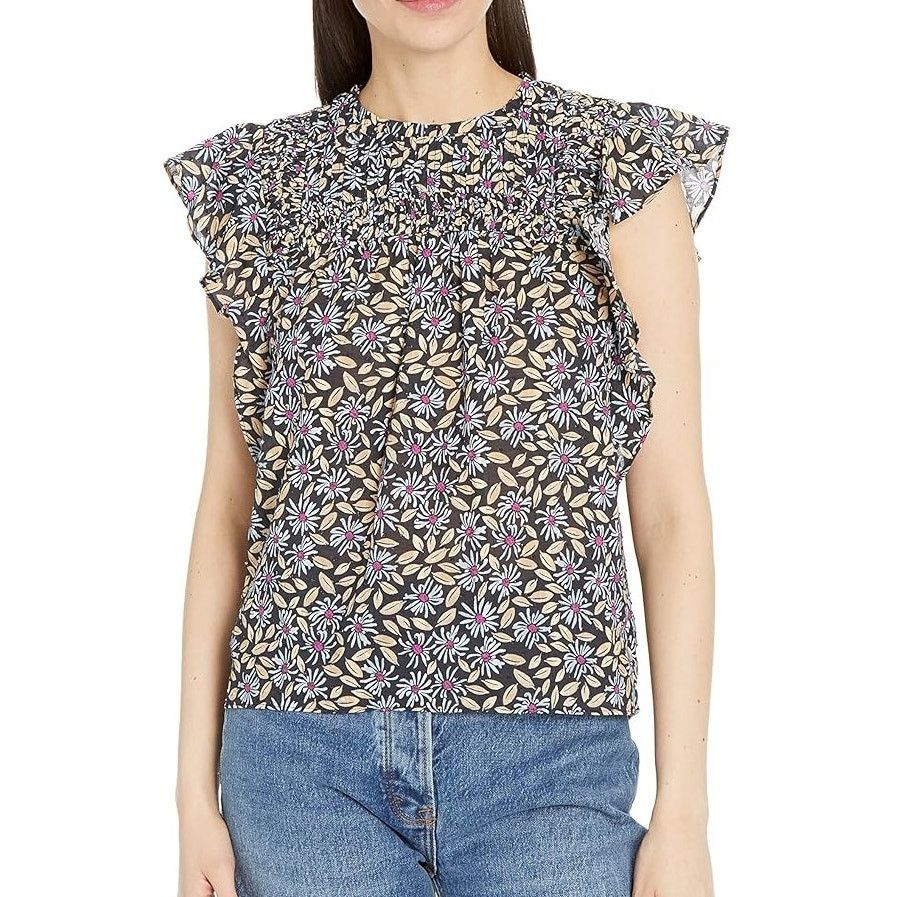 Joie Isa Reut Ruffled Embroidery Dot Smocked Floral Blouse Size S / US 4 / IT 40 - 2 Thumbnail