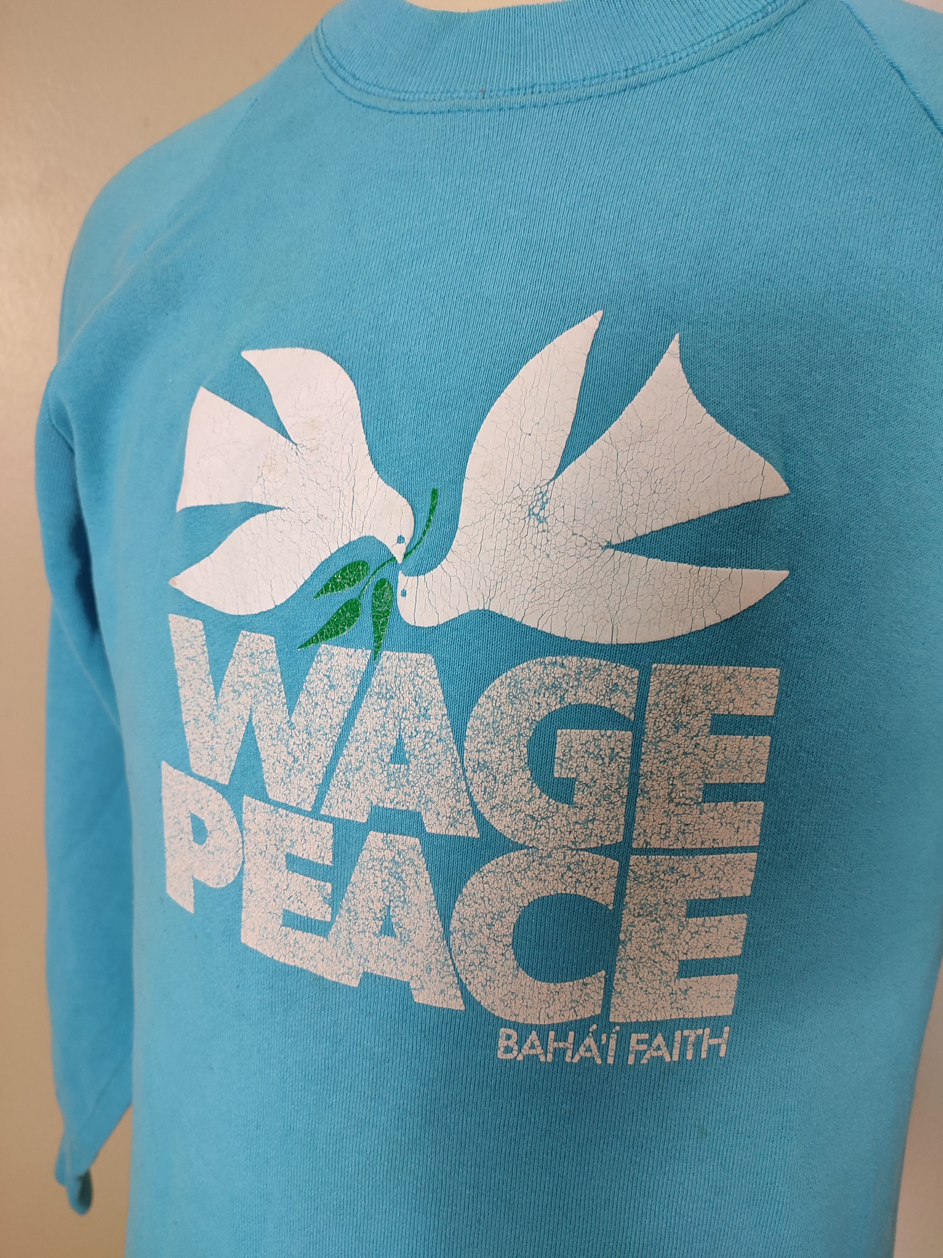 TEE JAYS Vintage Wage Peace Bahai Faith Blue Sweatshirt Size US S / EU 44-46 / 1 - 5 Thumbnail