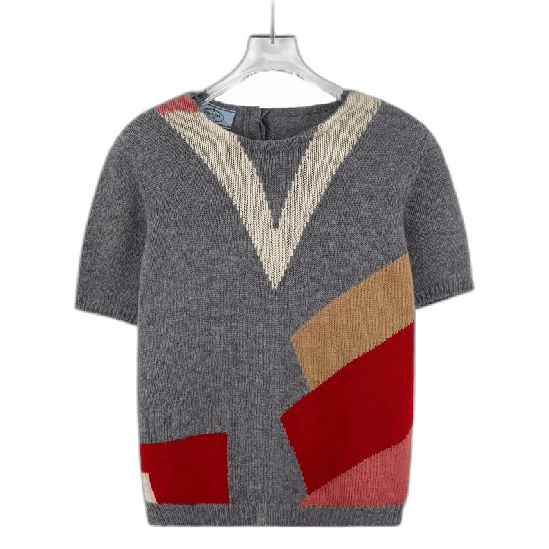 Prada Prada Gray Short Sleeve Knit Sweater Size US S / EU 44-46 / 1 - 1 Thumbnail