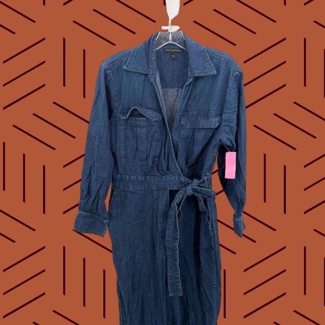 Pre-Owned Banana Republic Denim Jumpsuit Blue Size 10 Long Sleeve, Women's