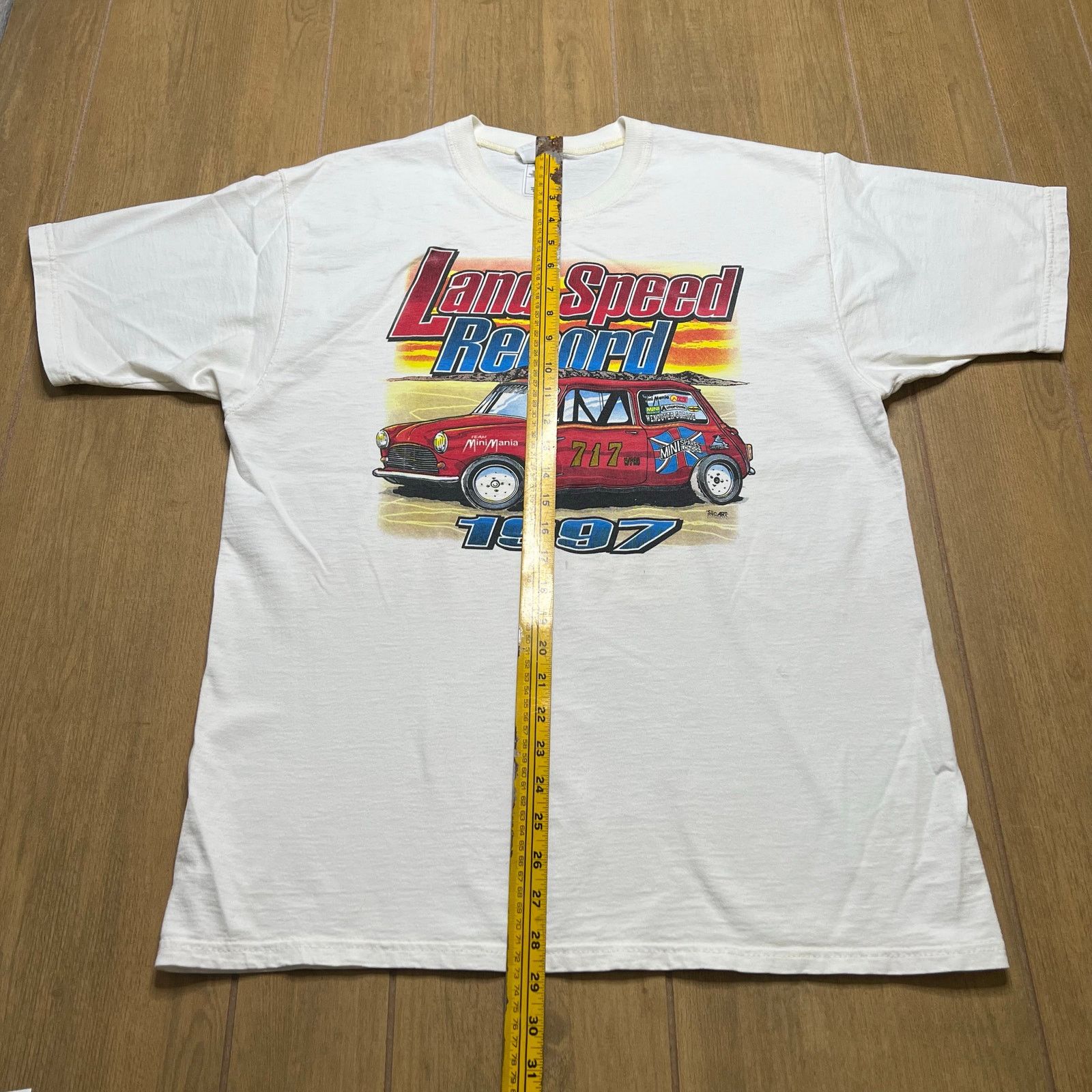 Fruit Of The Loom Vintage 90s t-shirt Mini Cooper race car Land Speed event L Size US L / EU 52-54 / 3 - 5 Thumbnail