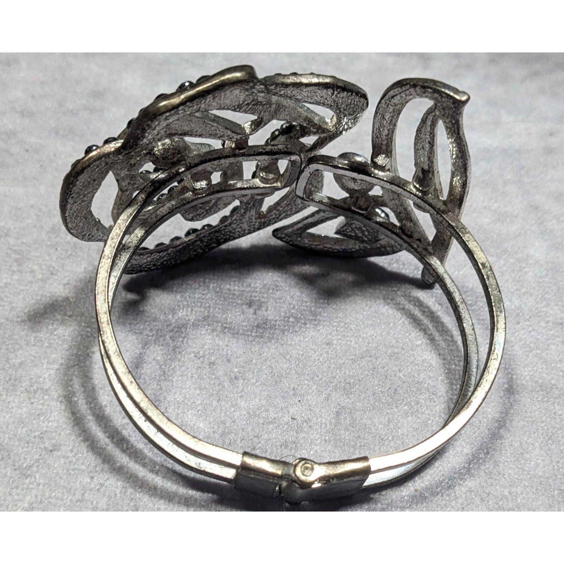 Other Whimsygoth Floral Black And Silver Tone Hinge Bracelet Size ONE SIZE - 9 Thumbnail