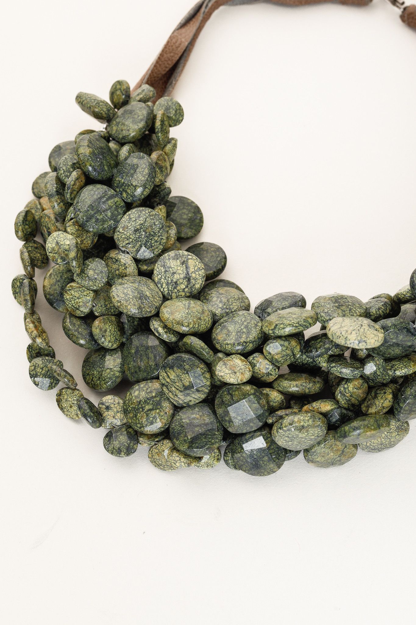 Brunello Cucinelli Brunello Cucinelli Faceted Snake Jasper & Leather Necklace Size ONE SIZE - 2 Thumbnail