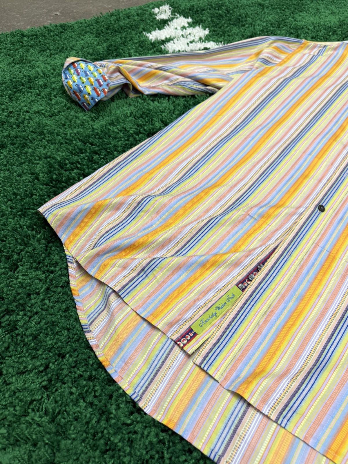 Robert Graham Robert Graham Striped Multi Color Silky Shirt Car Print 2XL Size US XXL / EU 58 / 5 - 2 Thumbnail