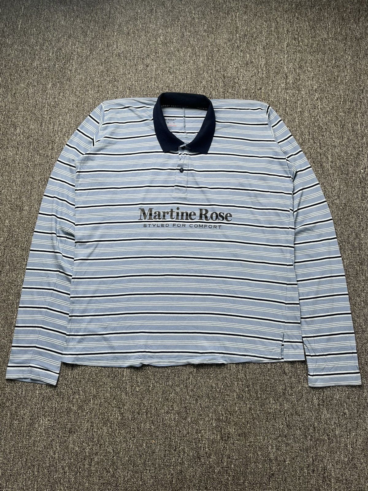 Martine Rose Pulled neck striped LS polo shirt Size US L / EU 52-54 / 3 - 3 Thumbnail