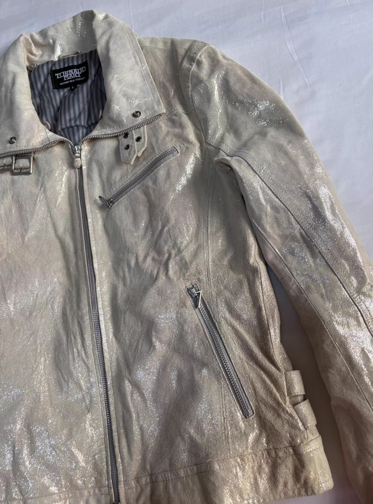 Tornado Mart Tornado Mart Vintage Rare Leather Jacket Waxed Shimmer Straps Size L / US 10 / IT 46 - 6 Thumbnail