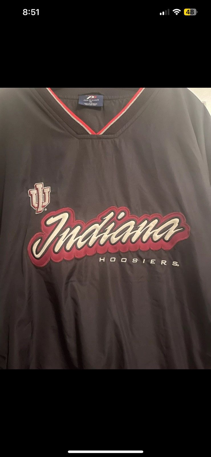 Pro Player × Vintage VTG Pro Player Indiana Hoosiers Black V Neck Pullover (XL) Size US XL / EU 56 / 4 - 2 Thumbnail