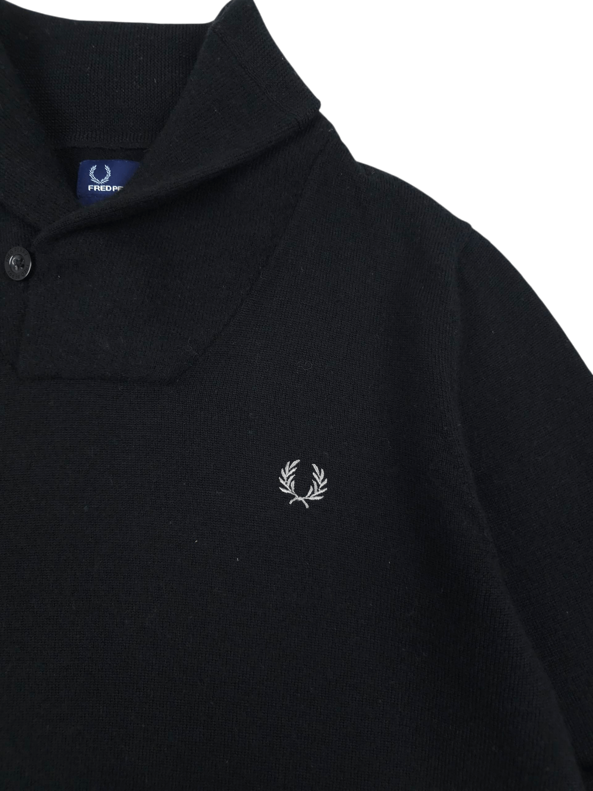 Fred Perry 💎 Fred Perry Black Wool Shawl Collar Sweater Size M Size US M / EU 48-50 / 2 - 3 Thumbnail