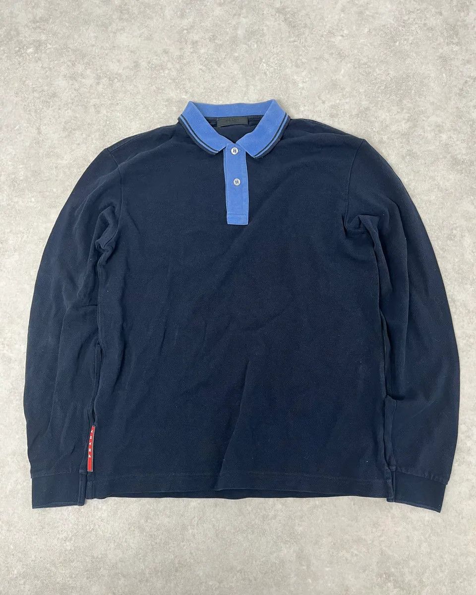 Prada AW2016 Prada Black & Blue Linea Rossa Polo Shirt Size US S / EU 44-46 / 1 - 1 Thumbnail