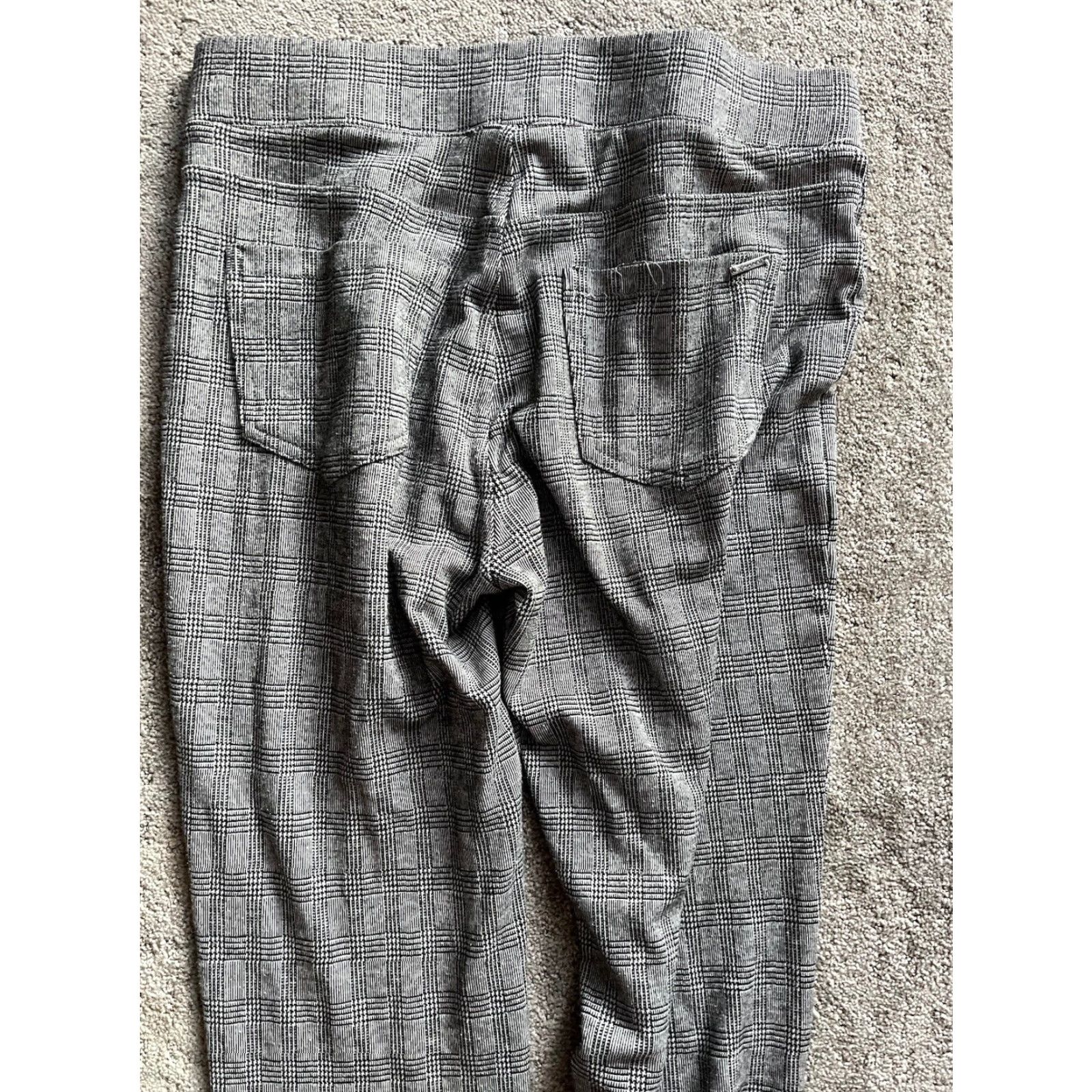 Vintage Tahari Pants Window Pane Plaid Charcoal Gray Ponte Knit L Womens Size 36" / US 14 / IT 50 - 4 Thumbnail