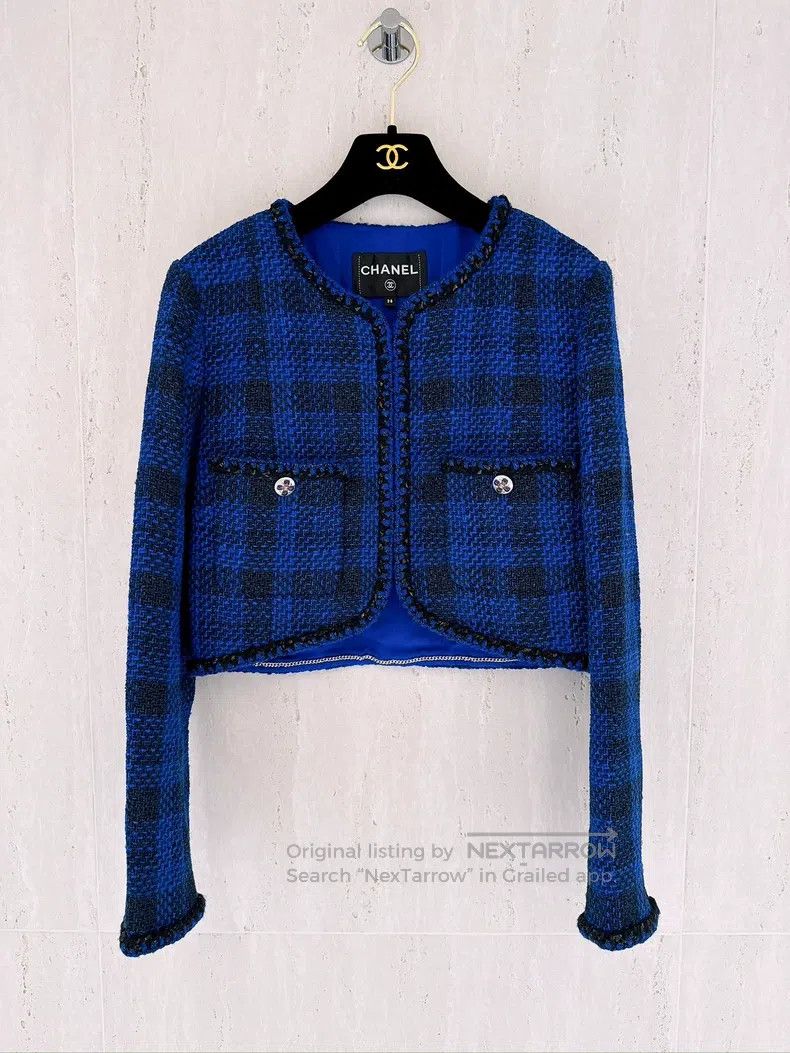 Chanel Chanel 23P Spring and Summer Preview Blue Tweed Short Coat Size XS / US 0-2 / IT 36-38 - 1 Thumbnail