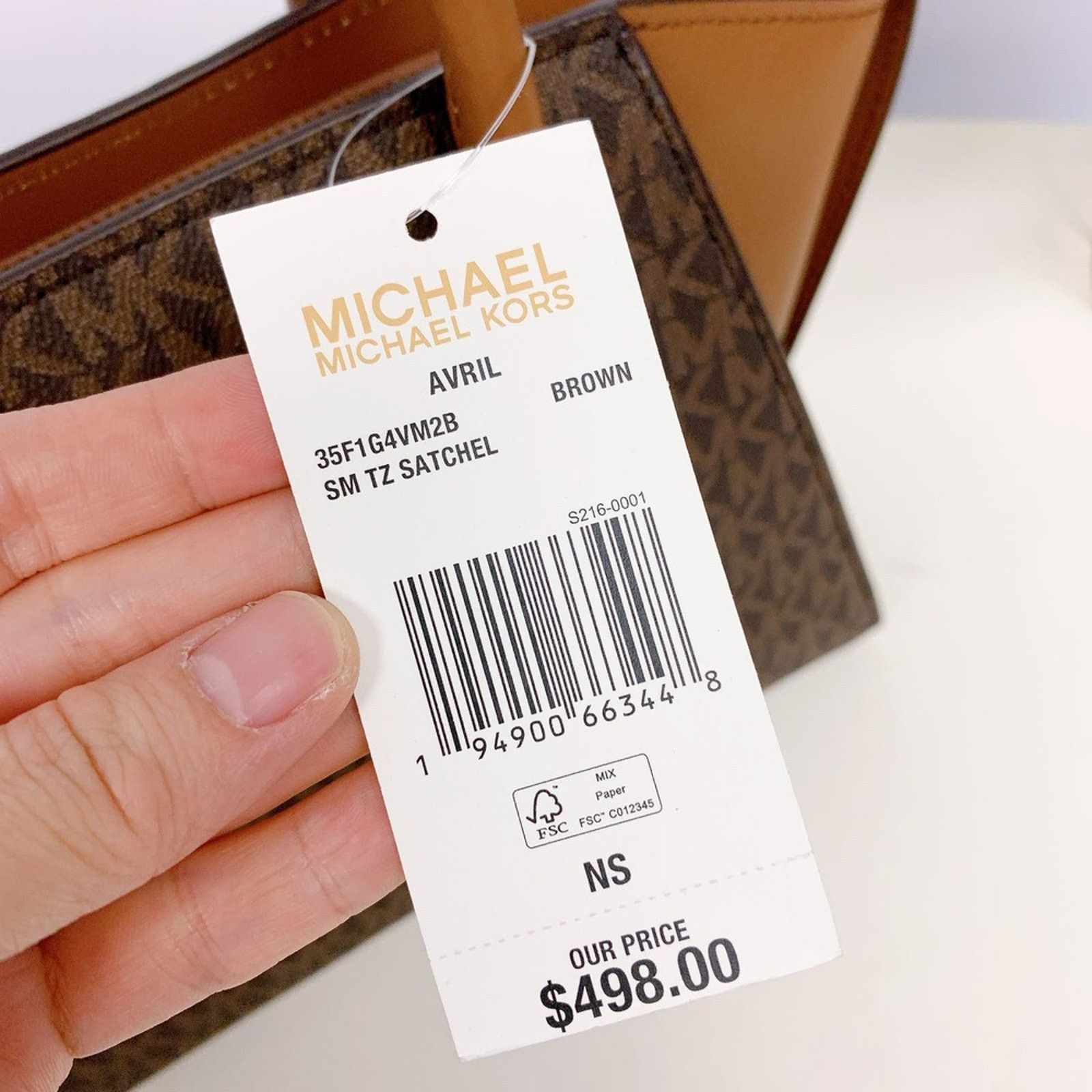 Michael Kors MICHAEL KORS 35F1G4VM2B AVRIL SM LOGO TOP-ZIP SATCHEL BROWN Size ONE SIZE - 6 Thumbnail