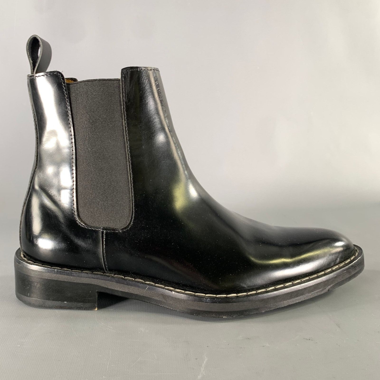 AMI AMI by ALEXANDRE MATTIUSSI Black Leather Pull On Boots Size US 7 / EU 40 - 2 Thumbnail