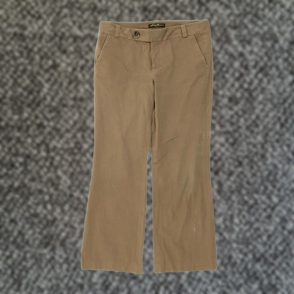 Eddie Bauer EDDIE BAUER Womens Wide Leg Trousers Khaki Cotton US 10 L W32 L28 Size 36" / US 14 / IT 50 - 1 Thumbnail