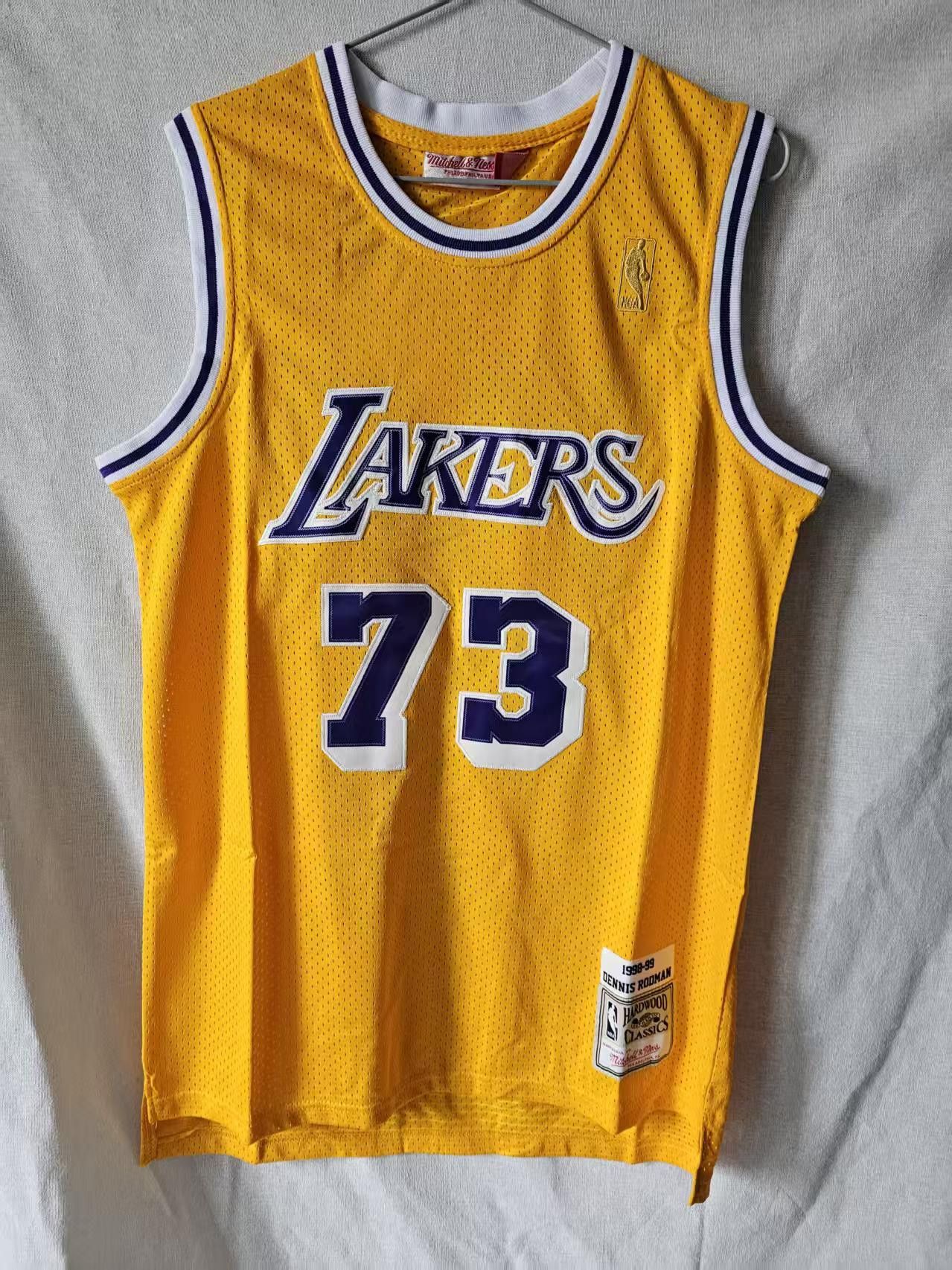 NBA Lakers #73 Dennis Rodman Jersey Yellow Size US XL / EU 56 / 4 - 2 Thumbnail
