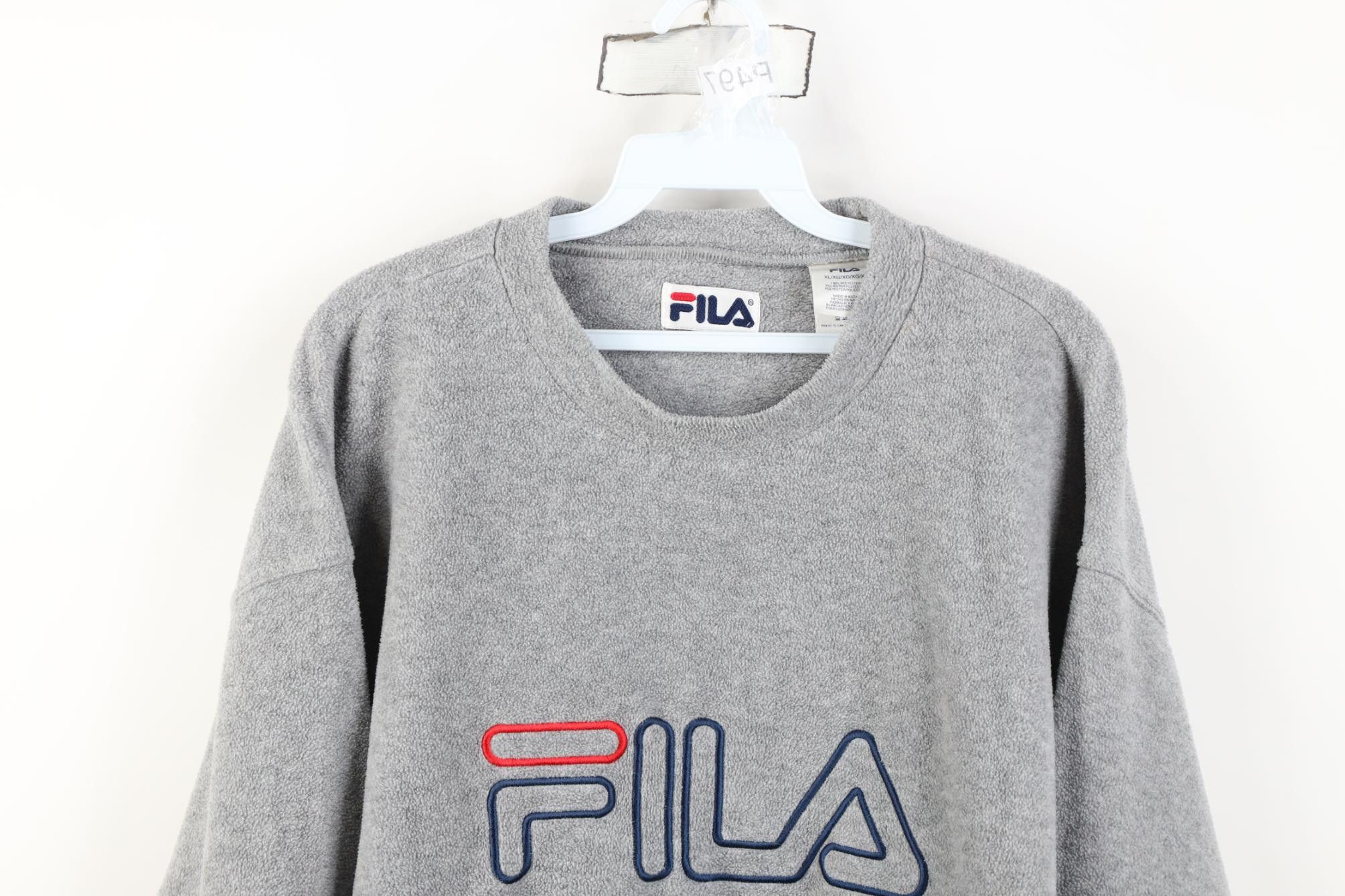 Fila Vintage 90s Fila Big Logo Fleece Crewneck Sweatshirt Gray Size US XL / EU 56 / 4 - 2 Thumbnail