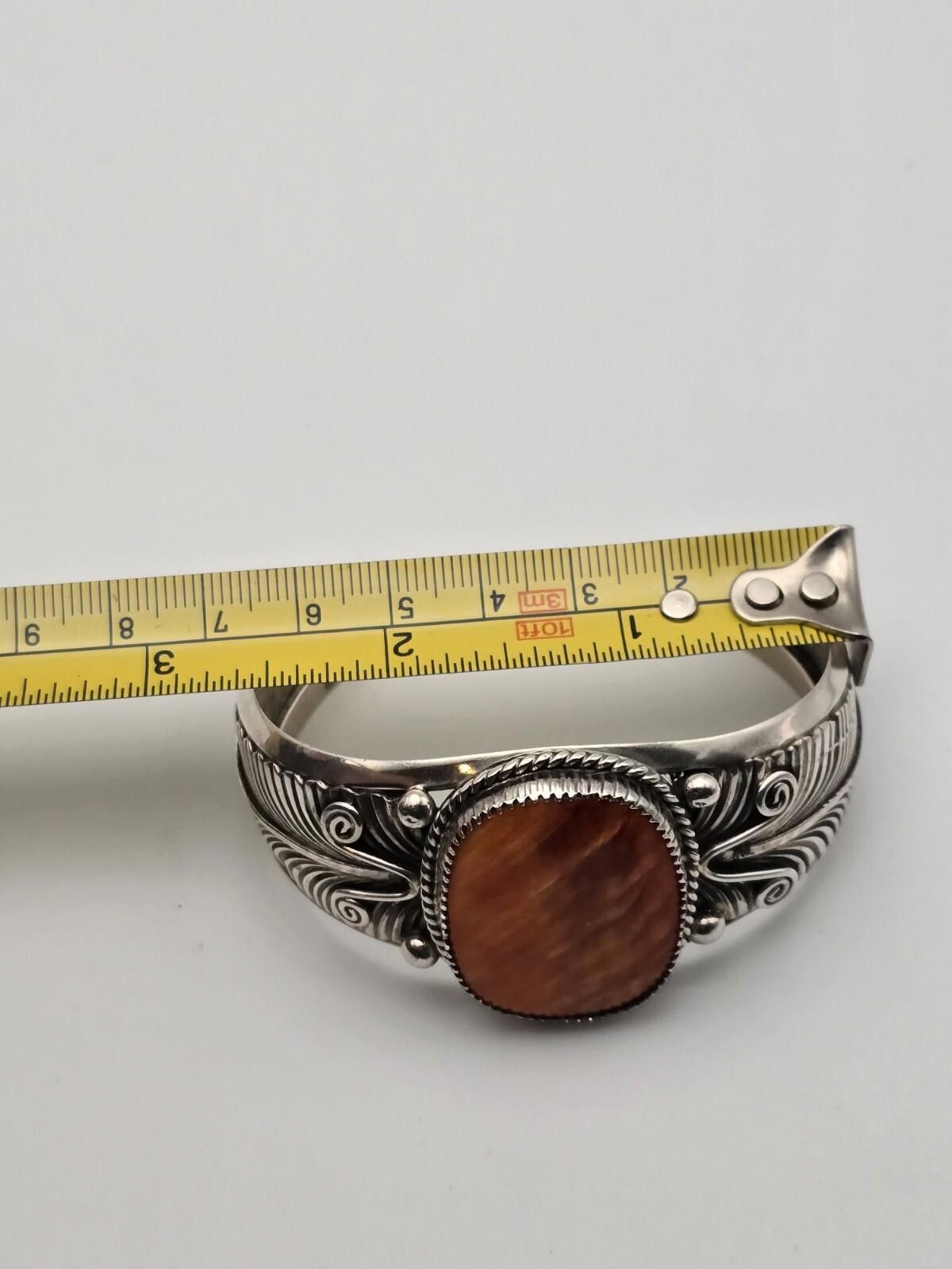Other Signed Vintage Navajo Sterling Silver Leaf Cuff Tahe Size ONE SIZE - 6 Thumbnail
