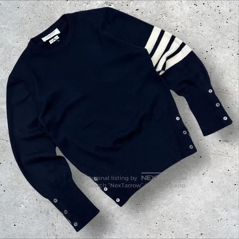 Thom Browne Thom Browne Navy Cashmere Knit Sweater Size US S / EU 44-46 / 1 - 1 Thumbnail