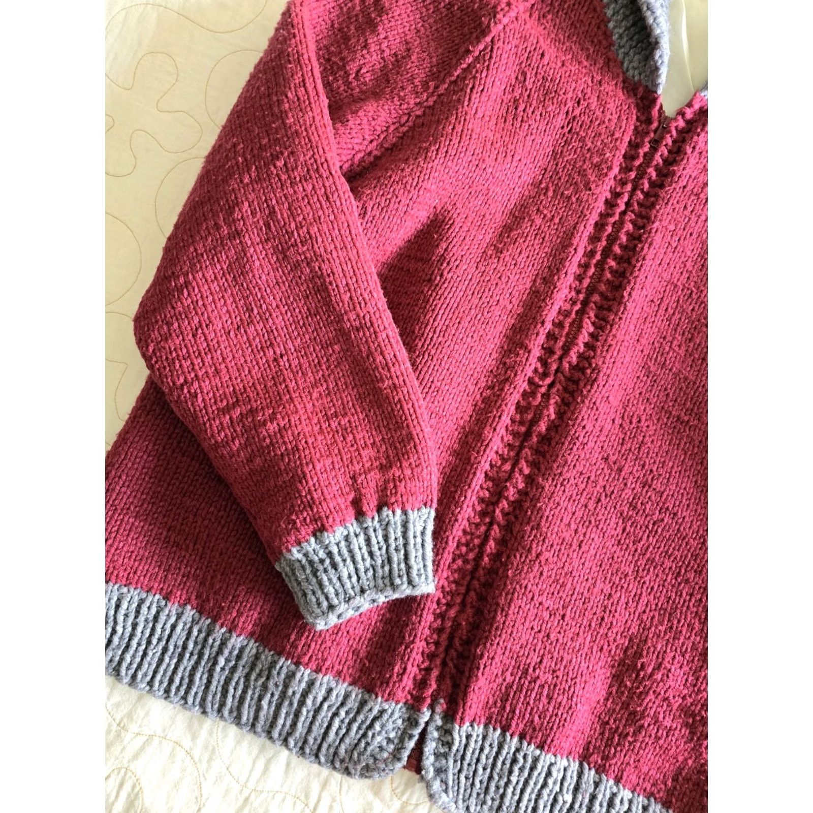 Vintage VINTAGE 70s Cowichian-style Sweater Jacket Mens 2XL Wool Blend Maroon Gray Talon Zipper Size US XXL / EU 58 / 5 - 5 Thumbnail