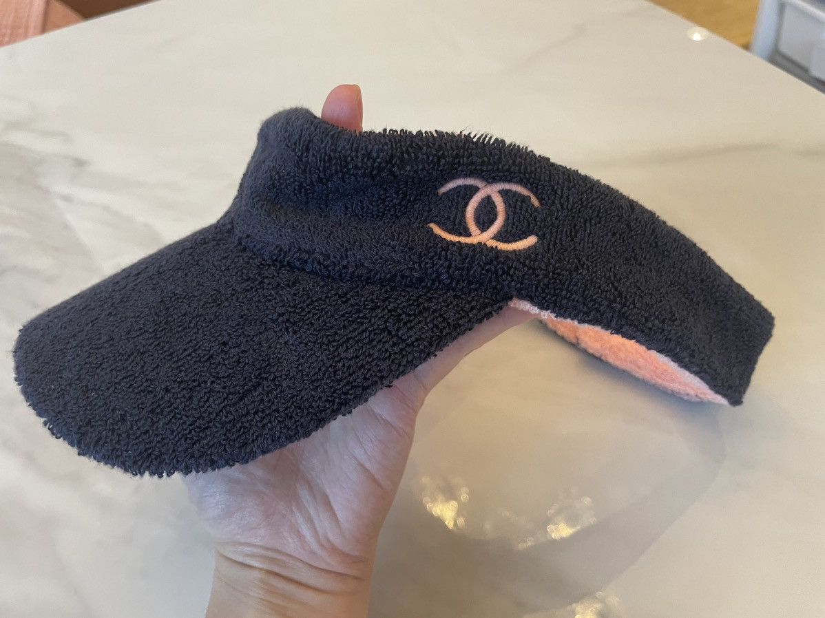 image of Chanel Visor Cap Navy And Pink, Women's