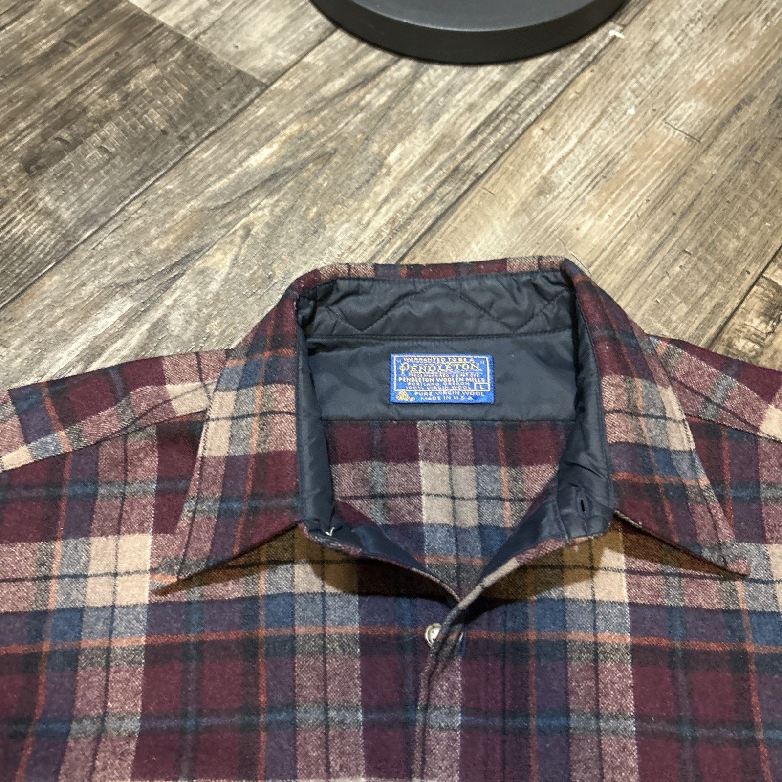 Pendleton Vtg Pendleton Virgin Wool USA Burgundy Plaid Flannel Large Size US L / EU 52-54 / 3 - 3 Thumbnail