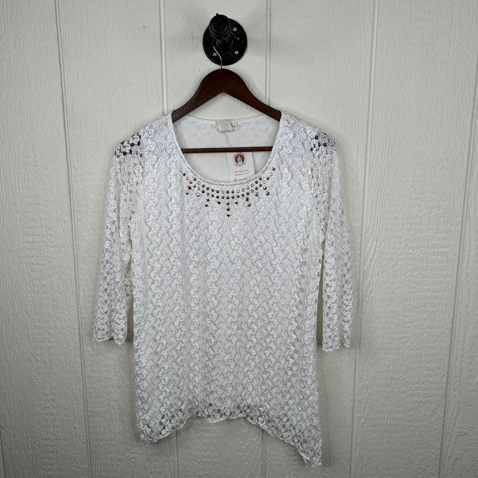 Other Vintage Y2K Lace Floral Boho Long Sleeve Top Large Size L / US 10 / IT 46 - 1 Thumbnail