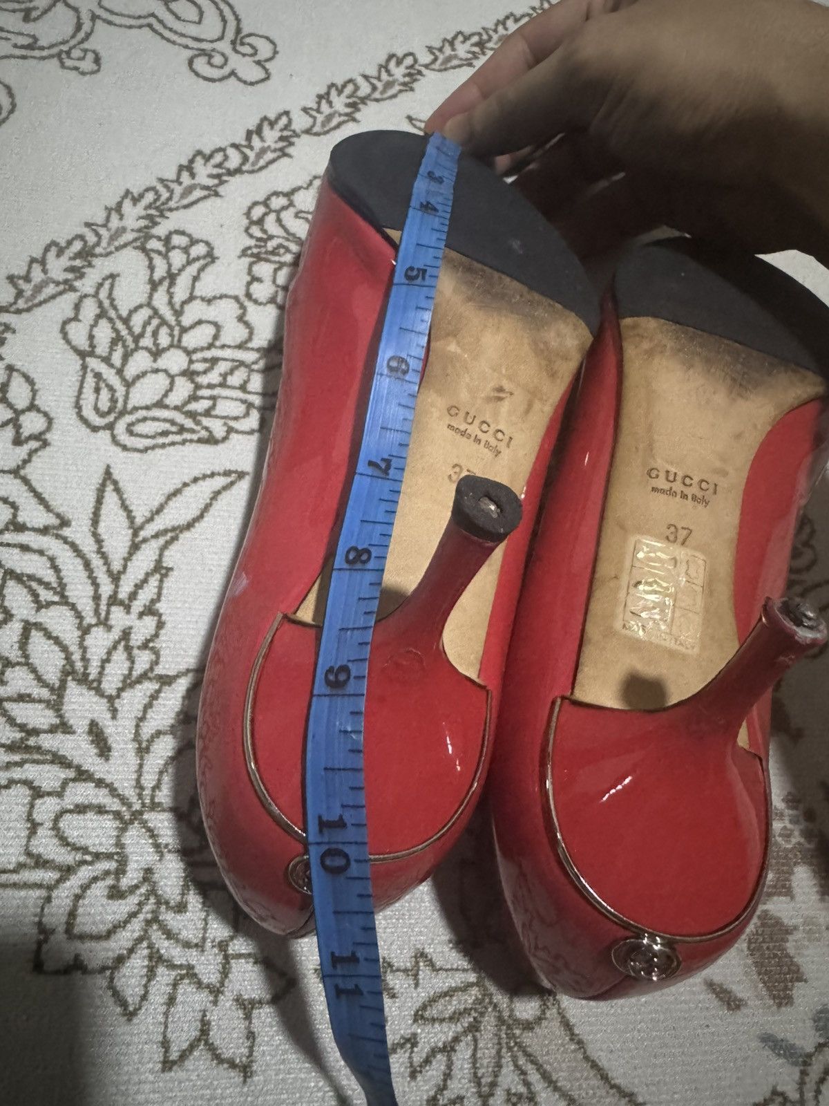 Gucci 🇮🇹 Gucci Red Patent Leather Pointed Toe Pump Heels Size US 7 / IT 37 - 10 Thumbnail