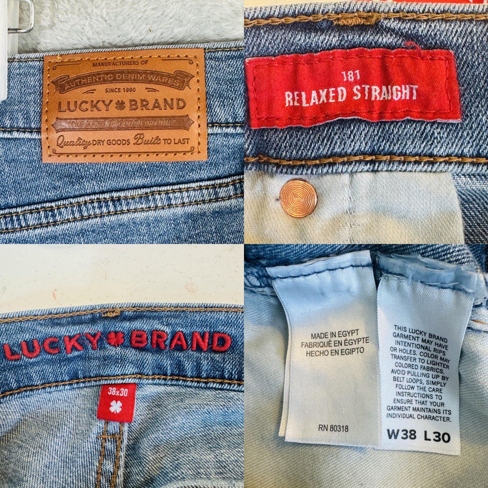 Lucky Brand Lucky Brand Jeans 181 Relaxed Straight Jeans Mens 38x30 Blue Medium Wash Denim Zip Fly Relaxed Straight Pockets Logo Size US 38 / EU 54 - 8 Thumbnail
