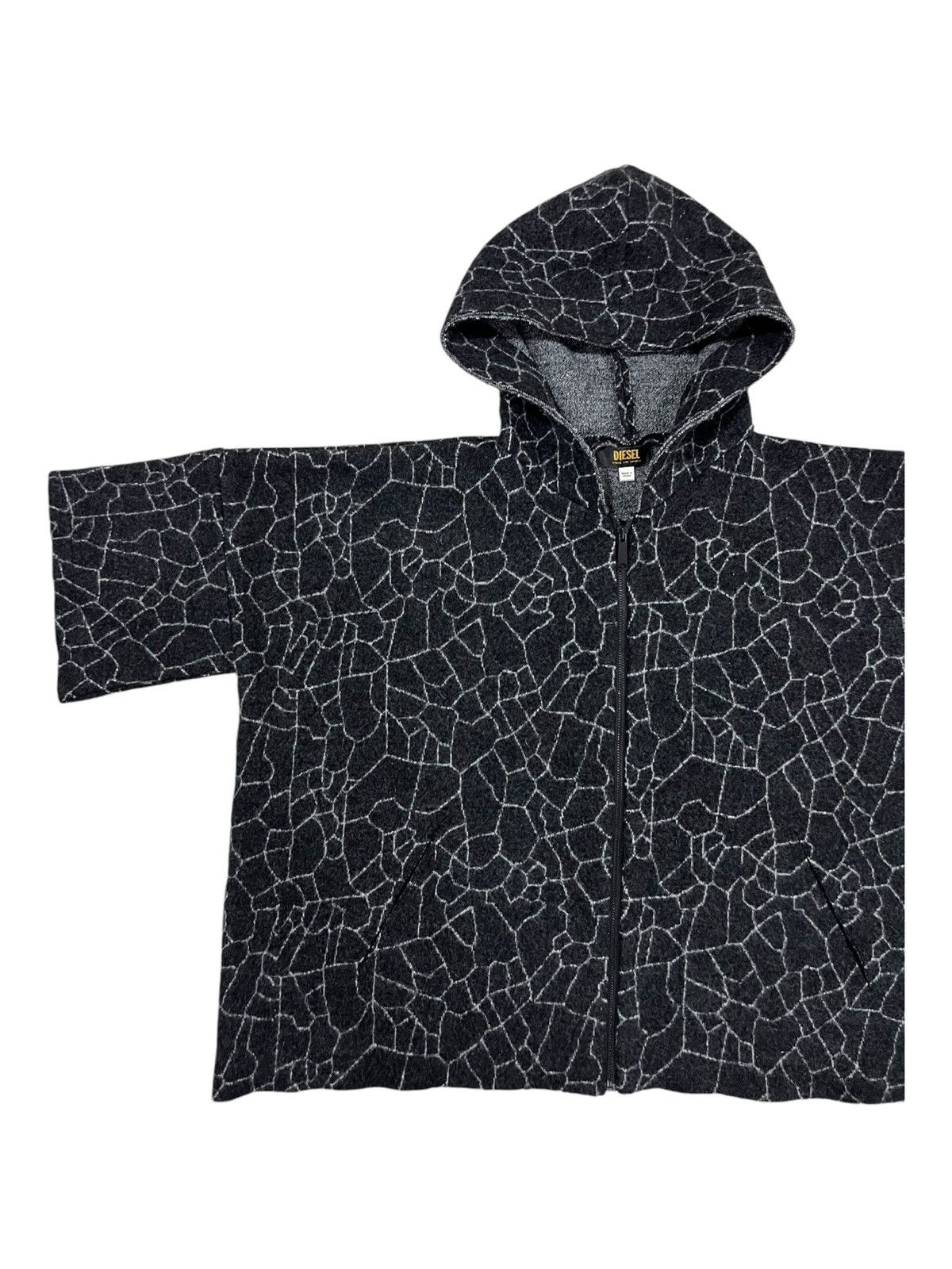 Diesel × Diesel Black Gold Y2K Diesel Dress & Impress Marble Texture Wool Hoodie Poncho Size US M / EU 48-50 / 2 - 4 Thumbnail
