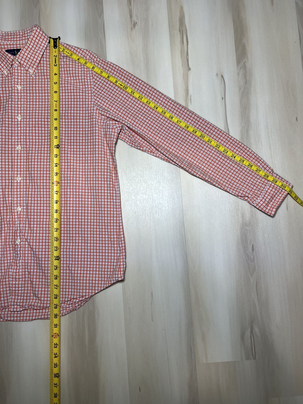 Polo Ralph Lauren Polo Ralph Lauren Shirt Men Sz Large Orange Gingham Check Size US L / EU 52-54 / 3 - 5 Thumbnail