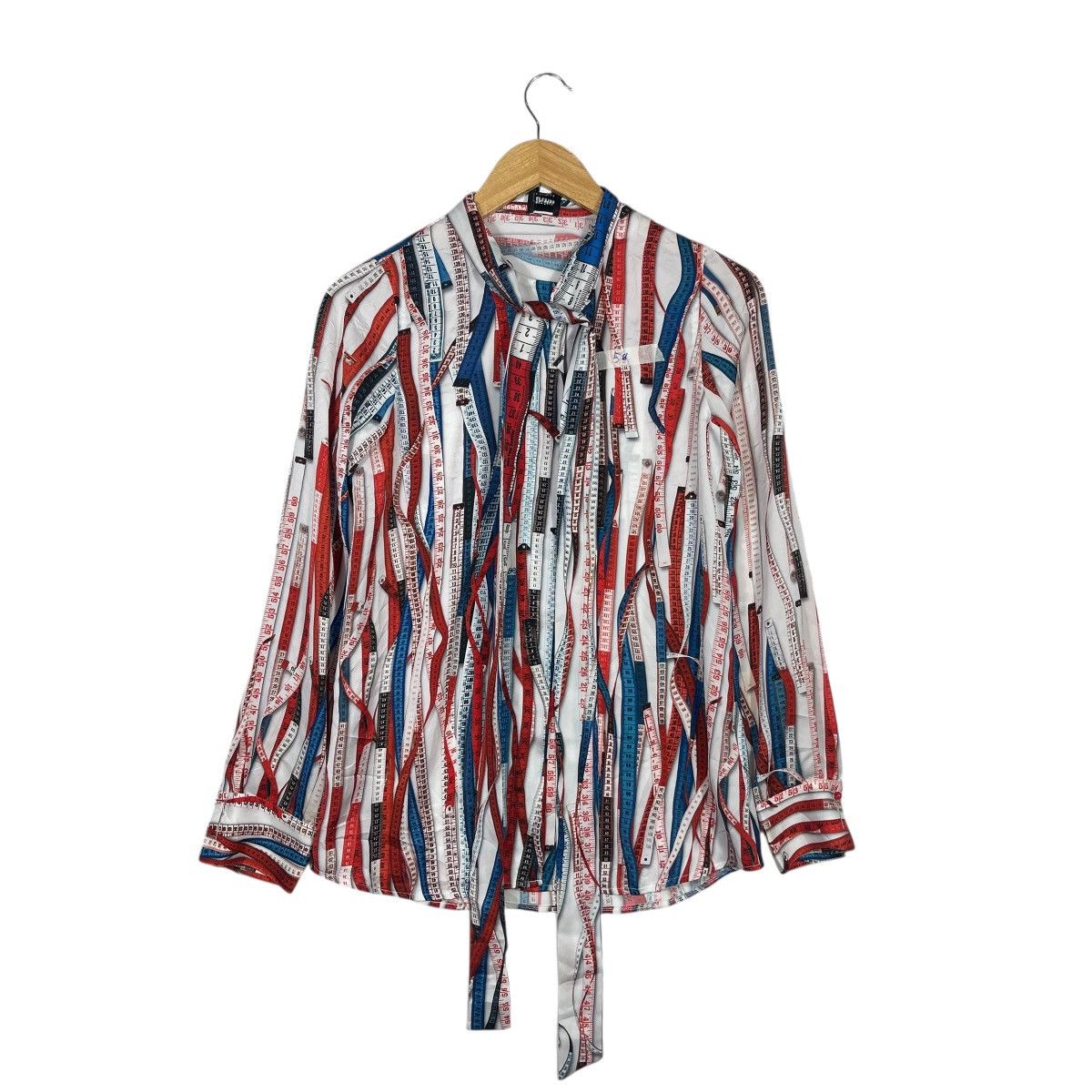 Jean Paul Gaultier Jean Paul Gaultier Tape Measure Print Blouse Bow Tie Top Size XS / US 0-2 / IT 36-38 - 1 Thumbnail