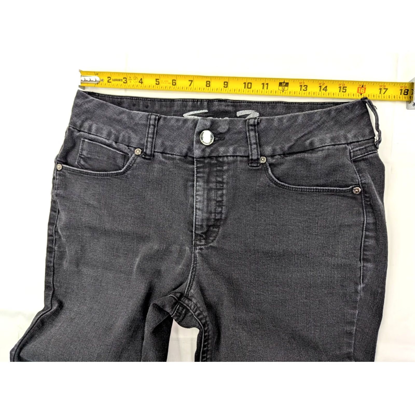 Vintage Seven7 TummyLess High Rise Skinny Denim Pants Black 14 (32x29) Women Size 36" / US 14 / IT 50 - 5 Thumbnail