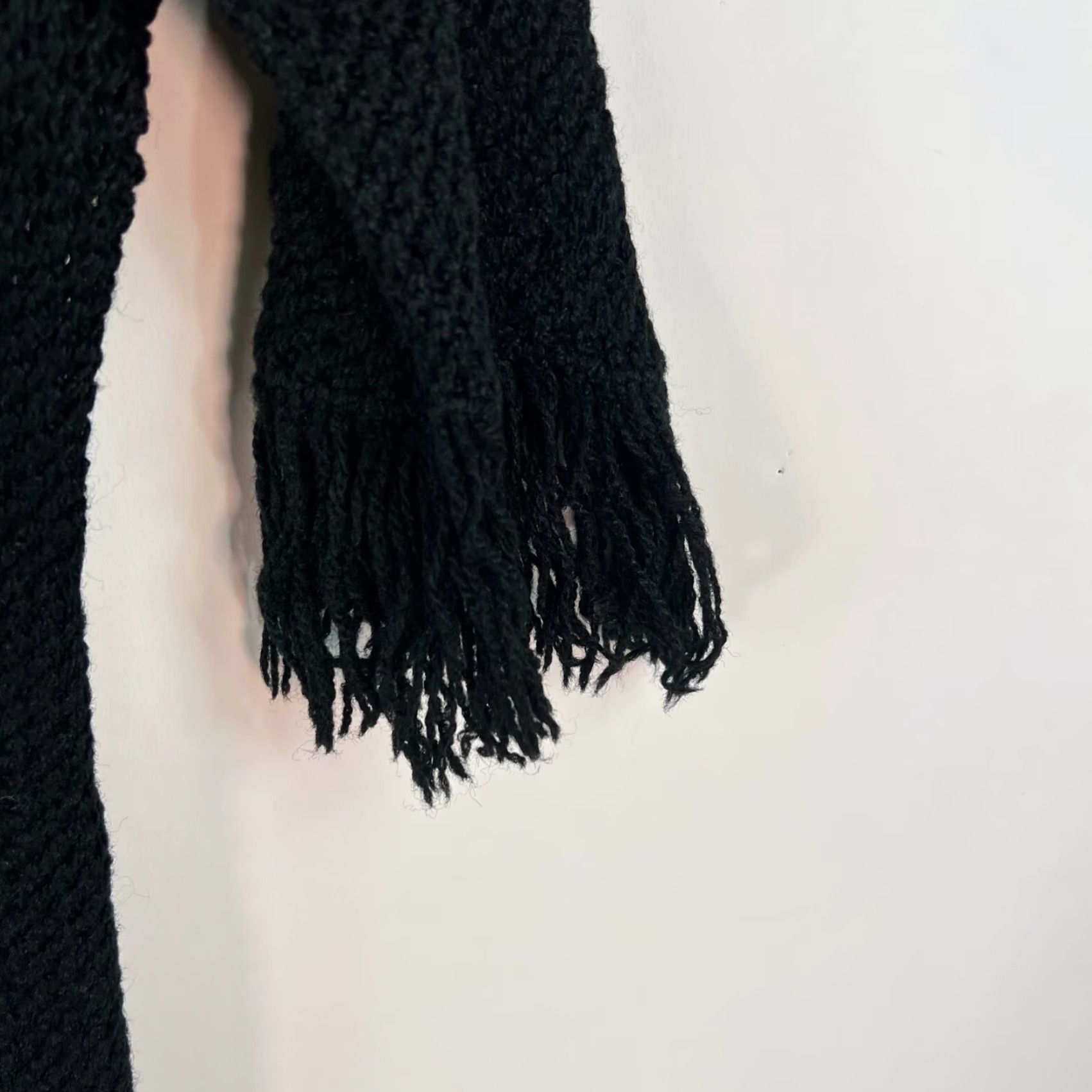 Vintage WOMENS Knit Fringe Sweater Dress - Black - Size M - Long Sleeve - Cowl Neck - Pullover - Casual Knitwear - Acrylic - Regular - Women Size M / US 6-8 / IT 42-44 - 2 Thumbnail