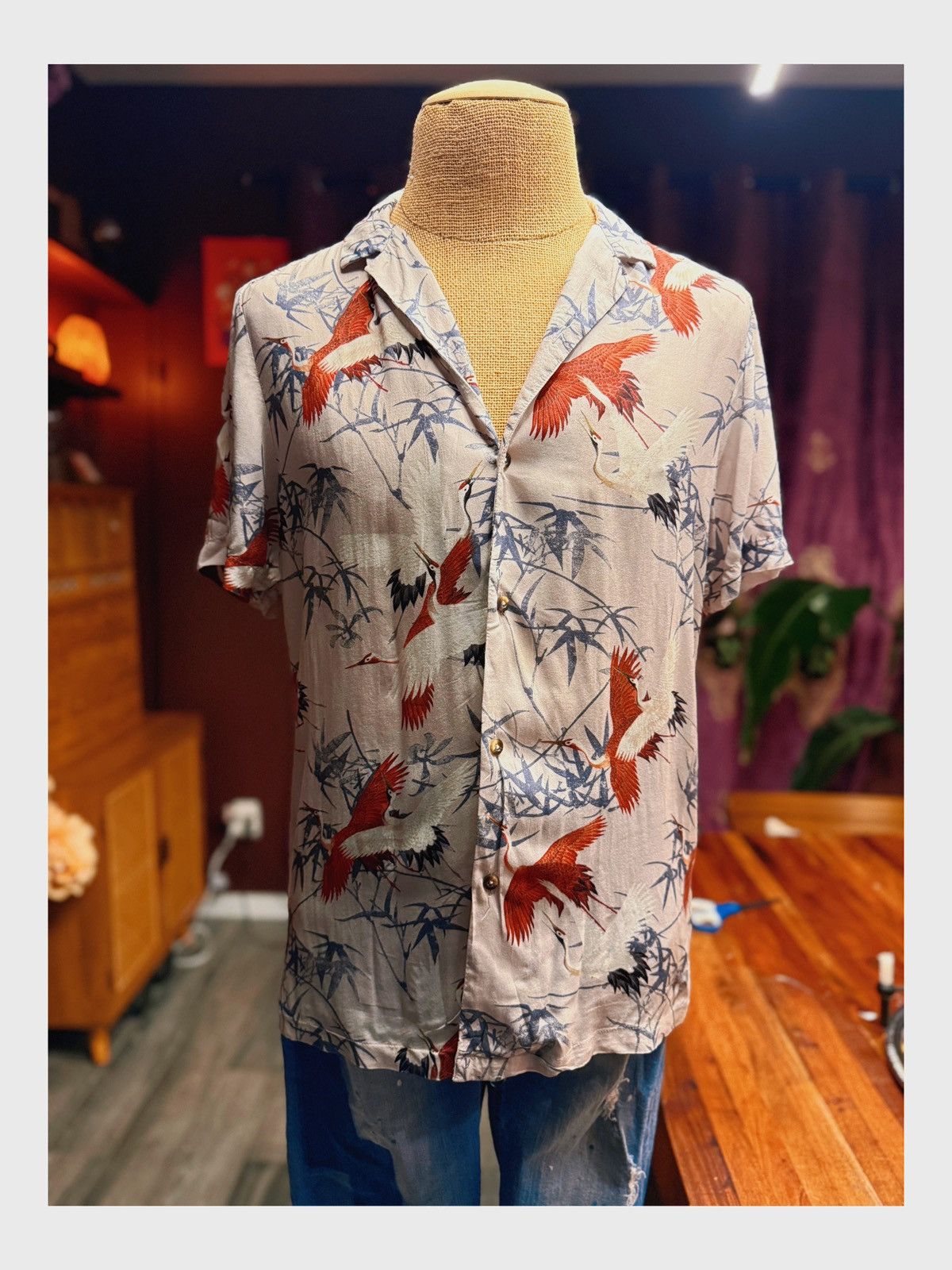 Asos ASOS DESIGN Crane & Bamboo Print Shirt – Size M Size US M / EU 48-50 / 2 - 1 Thumbnail
