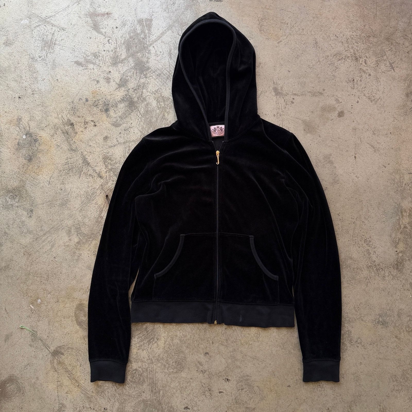 Juicy Couture Vintage y2k Juicy Couture Black Velour Zip Up Hoodie Size M / US 6-8 / IT 42-44 - 3 Thumbnail