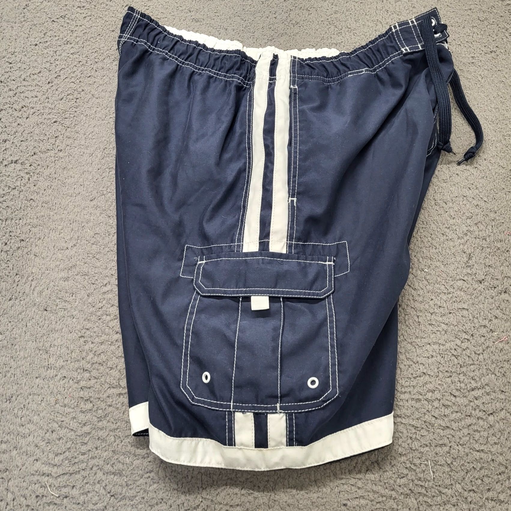 Joe Boxer Joe Boxer Swim Shorts Mens L Navy White Colorblock Drawstring Pockets Short Size US 33 - 4 Thumbnail