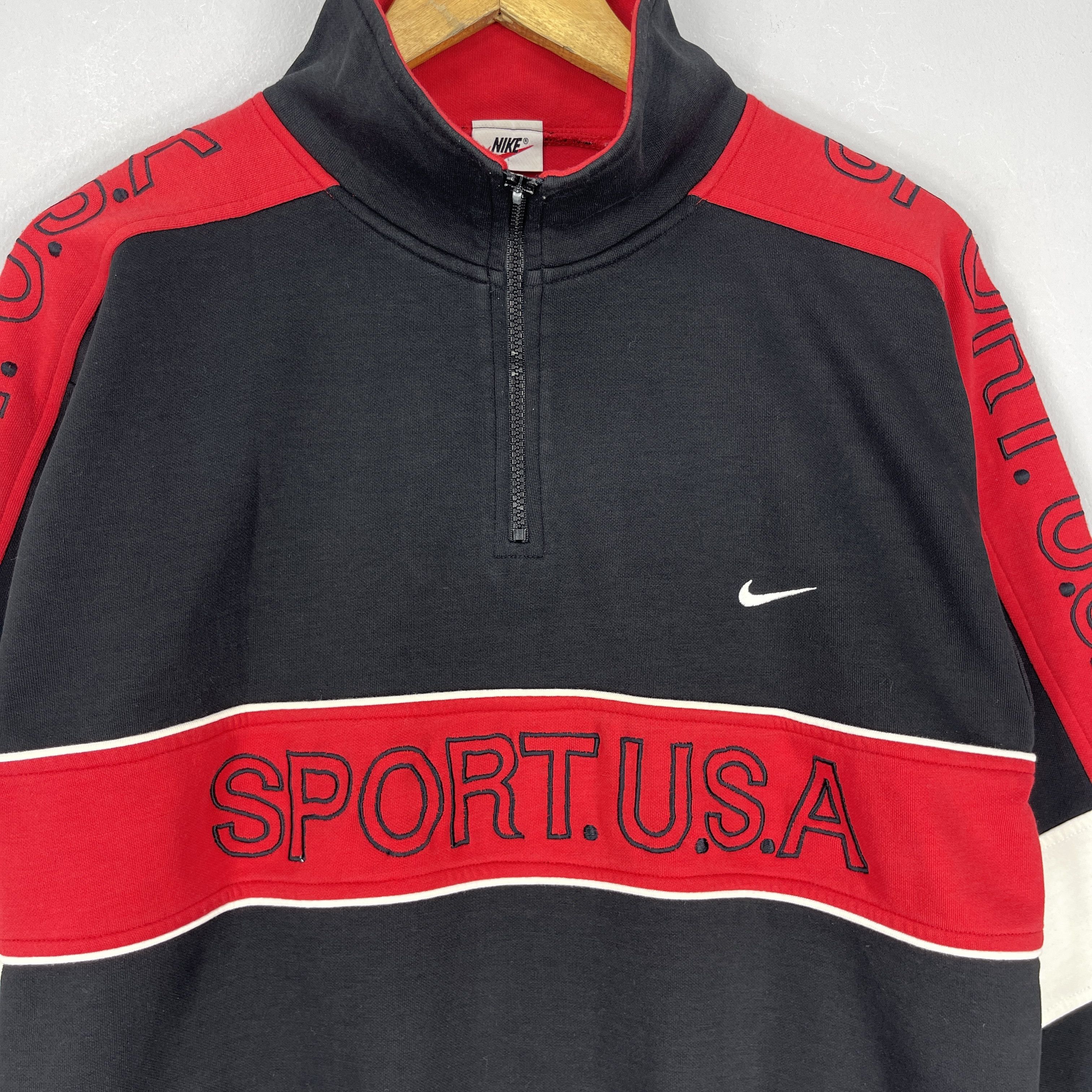 Nike Vintage 90's NIKE Swoosh Sport Usa Half Zipper Sweatshirt Size US M / EU 48-50 / 2 - 2 Thumbnail