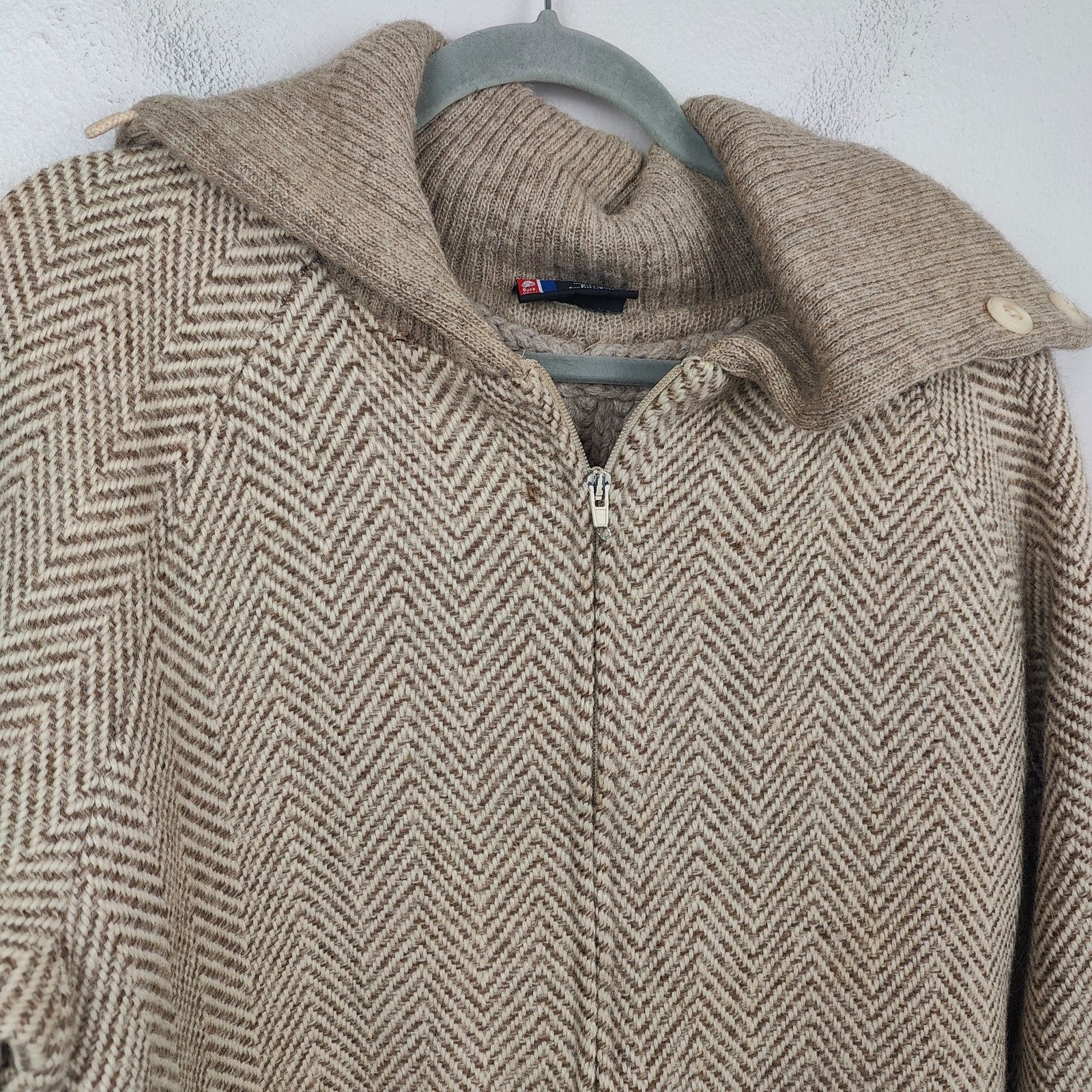 Other Landau Icelandic Wool Sweater Womens Large Tan Herringbone Size L / US 10 / IT 46 - 2 Thumbnail