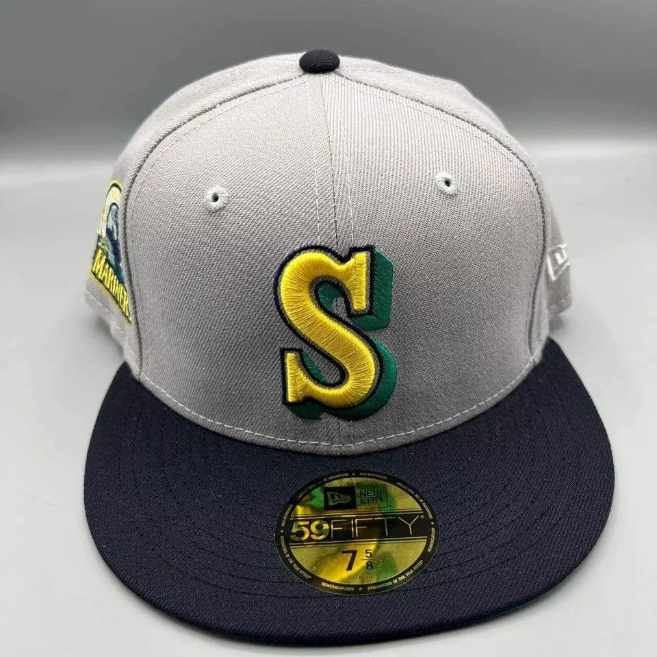 New Era Seattle Mariners Hat Men 7 5/8 59Fifty New Era MLB Fitted Size ONE SIZE - 2 Thumbnail